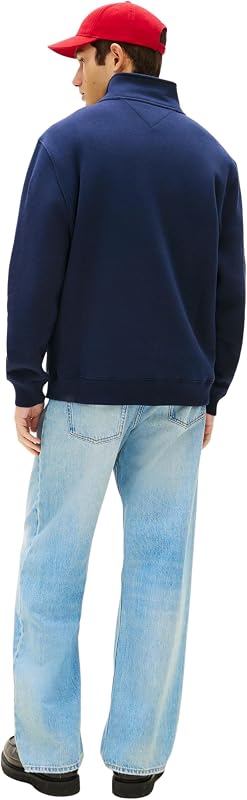 TJM Reg DM0DM20339 Sweat-Shirt en Polaire à col Montant 1/4 de Fermeture éclair pour Homme, Bleu Marine foncé, M