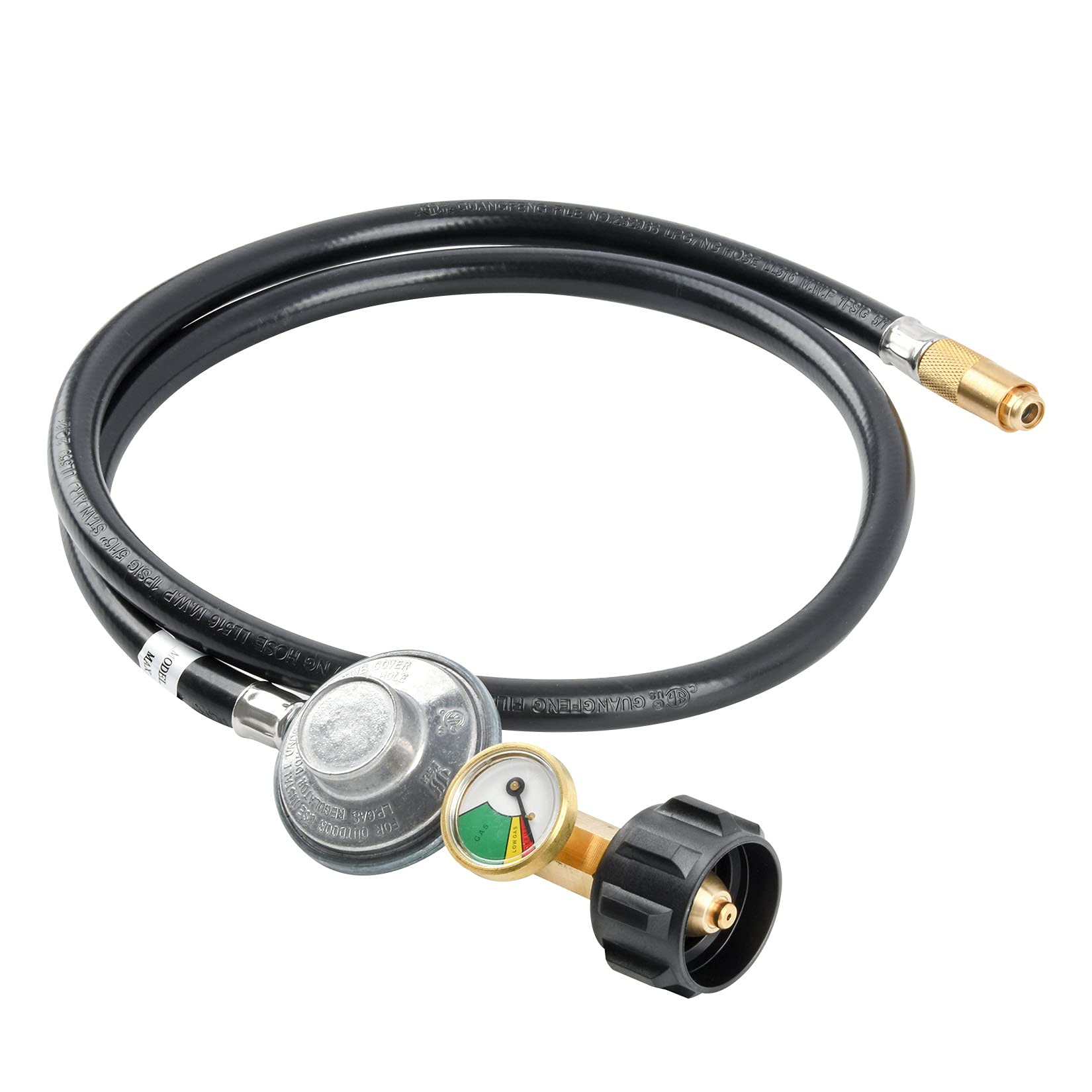 Photo 1 of JEASOM 4FT Propane Regulator Hose with Gauge Fit for Blackstone 17”/22” Tabletop Griddle BOSS 2 Burner Gas Griddles.