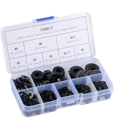 Non-Conductive Washers 520-Piece Nylon Washer Assortment - M2 M2.5 M3 M4 M5 M6 M8 M10 Kit Flat Washers - Foto 2