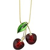 Sither Cherry Pendant Necklace for Women Long Sweater Chain Necklace Wedding Dressy Necklace Jewelry for Halloween Christmas Gift