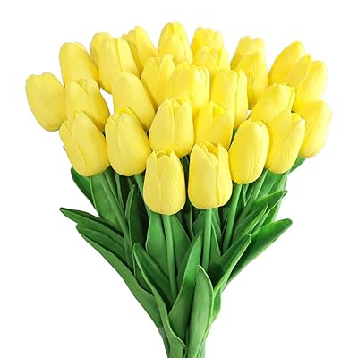 Buy Kisflower 30pcs Artificial Tulip Flowers Fake Tulips Bouquet Real Touch Flowers For Decor Yellow Online In Canada B086ybvc87