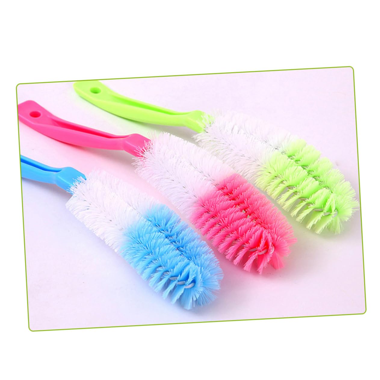 Mobestech Flexible Bottle Cleaning Brush Nylon Bristles for Water Bottles Cups Tumblers and Wine Glasses Non-toxic Plastic Design Random Color
