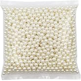INSPIRELLE 1100pcs 8mm Ivory Polished ABS Undrilled Art Faux Pearls for Vase Fillers, No Hole Makeup Beads to Hold Brush Lipstick, Imitation Round Pearl Beads for Table Scatter Home Wedding Decoration