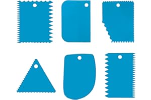 6 Pcs Cake Scraper, Dough Scraper Cake Smoother Tool Set, Icing Scraper Kitchen Tool for Dough Cake Bread (Blue)