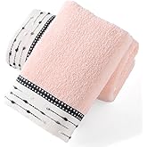 YiLUOMO Pink Hand Towels Tiny Furball Decorative Design Super Soft 100% Terry Cotton Highly Absorbent Hand Towel for Bathroom Home, Hotel, Spa (13 x 29 Inch, 2 Pieces)