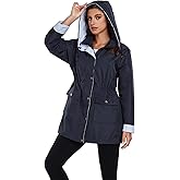 Arthas Women Light Rain Jacket Waterproof Active Outdoor Trench Raincoat with Hood Lightweight Plus Size for Girls