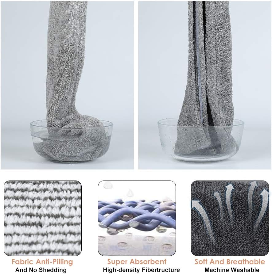 3 Pack Hair Towel Wrap for Women, Ultra Soft Hair Drying Towels, Anti-Frizz & Super Absorbent Hair Turban, Suitable for Curly, Long & Thick Hair (Gray&Dark Gray&Stripe): Kitchen & Dining