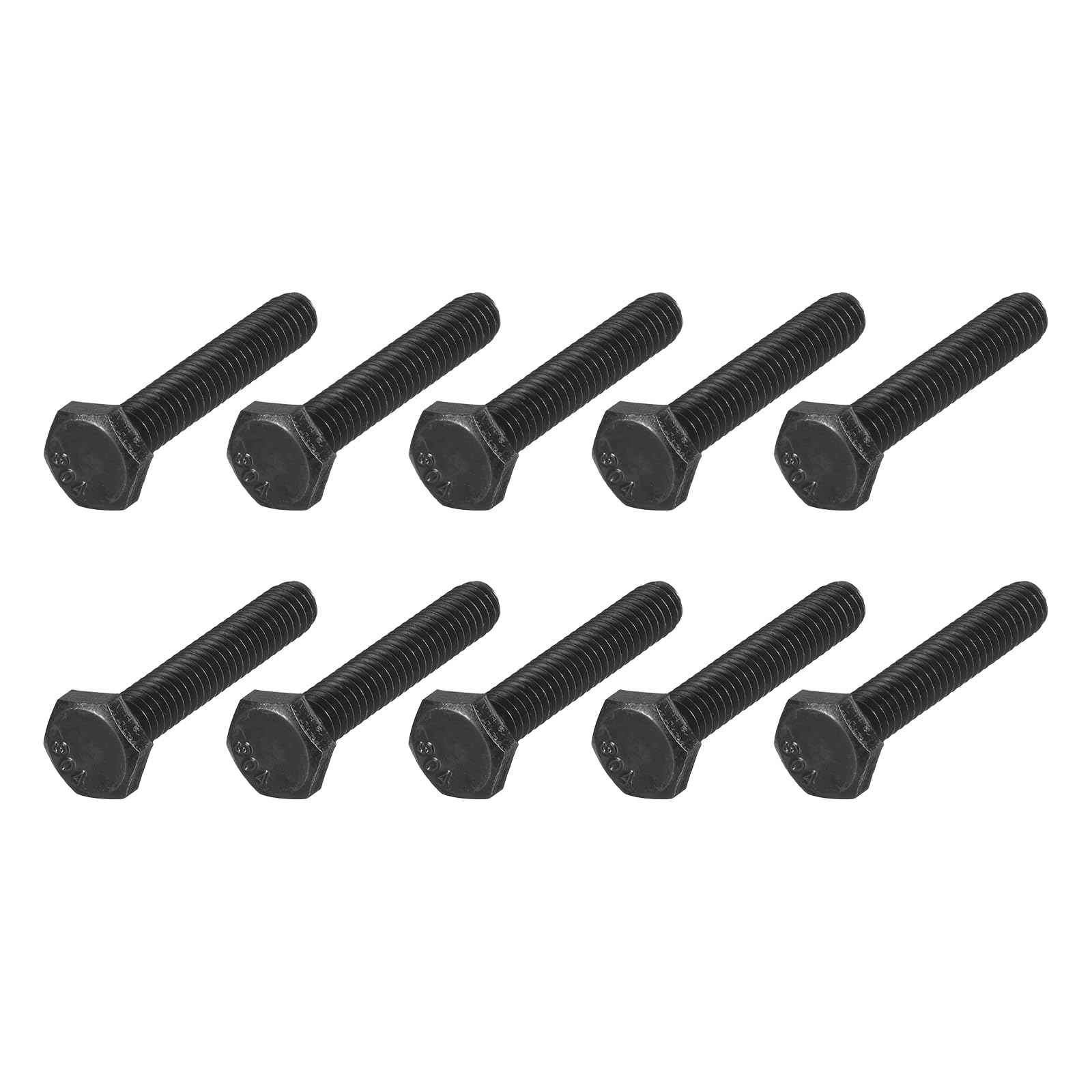 METALLIXITY Hex Head Bolts (1/4-20 x 1-1/2") 10Pcs, 304 Stainless Steel 18-8, Fully Threaded, External Hex Drive, Hex Head Screw Bolt, Black Oxide