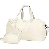 Ceneda 20" Gym Bag for Women with Wet Pocket & Shoe Compartment, Lightweight Duffel Waterproof Carry On Duffle for Travel, Yoga, Overnight (Ivory)