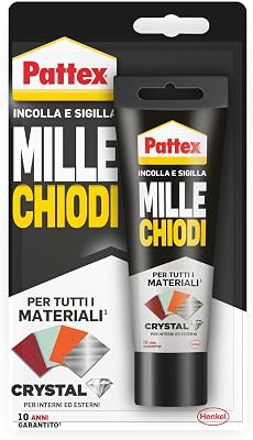 Millechiodi Crystal - Cola de selante ideal para vidro e espelhos, adesivo de montagem premium, cola potente para muitos materiais, 1 pack de 90 g