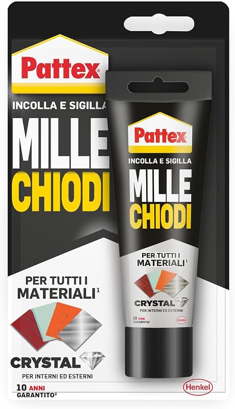 Millechiodi Crystal - Adhesivo sellador ideal para cristales y espejos, adhesivo de montaje de primera calidad, pegamento potente para muchos materiales, 1 paquete de 90 g