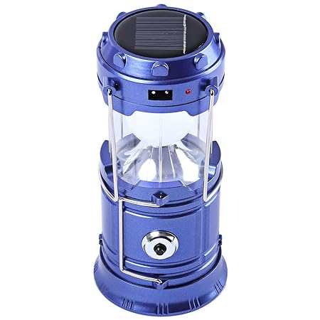 MLD Plus Portable 2 In 1 Solar Rechargeable Collapsible LED ( Colors May Vary ) Camping Lantern Flashlight Lamp For Night Hiking Fishing With USB Port