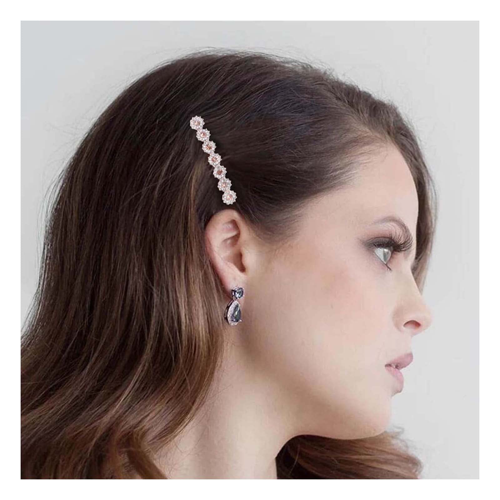 Cimenexe Bohemian Crystal Hair Barrette Rhinestone Hair Clip Gold Cz Hair Pins Clips Rhinestone Flower Headwear Bridal Decorative Hair Accessories for Women and Girls Gifts