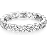 SHINYSO Silver Wedding Bands for Women Round Cubic Zirconia CZ Dainty Stackable Engagement Rings for Women Size 4-10