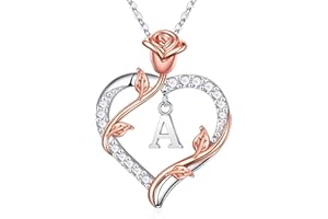 Iefil Mothers Day Gifts for Wife - 925 Sterling Silver Heart Initial Necklace, Anniversary Birthday Gifts for Women, Jewelry Gift for Women Wife Girlfriend Mom