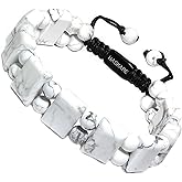 HASKARE Natural Stone Protection Bracelet for Men - Handmade Jewelry Men Bracelet Beaded Unique Cut, Tiger Eye Obsidian Howlite Bracelets Gifts for Him Christmas Father Day Birthday