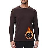 ADOREISM Thermal Underwear Tops for Men Long Sleeve Fleece Lined Base Layer Crew Shirts Regular Fit for Cold Weather