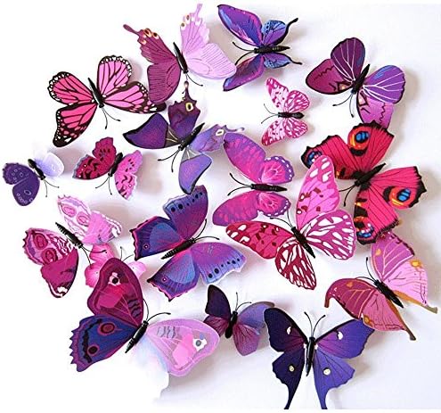 Sunrising Bedding 3D Butterfly Removable Mural Wall Stickers for Bedroom Art Home Decor Purple