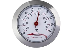 XROLAND Mini Car Thermometer -30 to 60℃ Embedded Temperature Testing Gauge Meter Indicator 43mm Round Dial- Analog Temp Monit