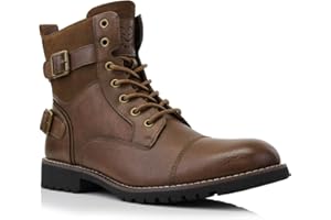 Polar Fox Patrick MPX808583 Men's 7-Eyelets Classic Combat Motorcycle Biker Boots with Zipper Closure