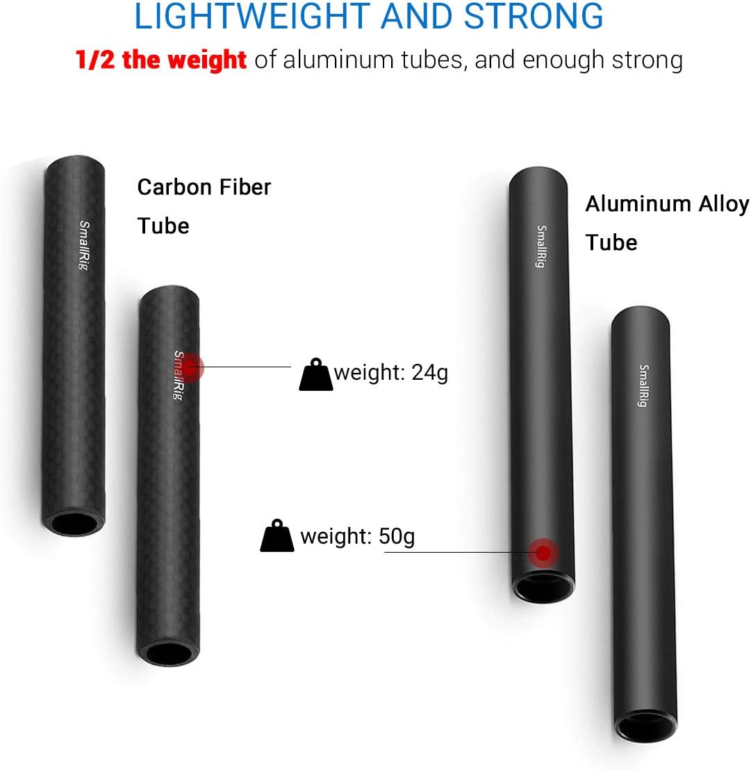 SMALLRIG Carbon Fiber 15mm Rods 4 Inches (2 PCS) - 1871, 2 x Carbon fiber rod, 4 inch/ 10cm - Image 3