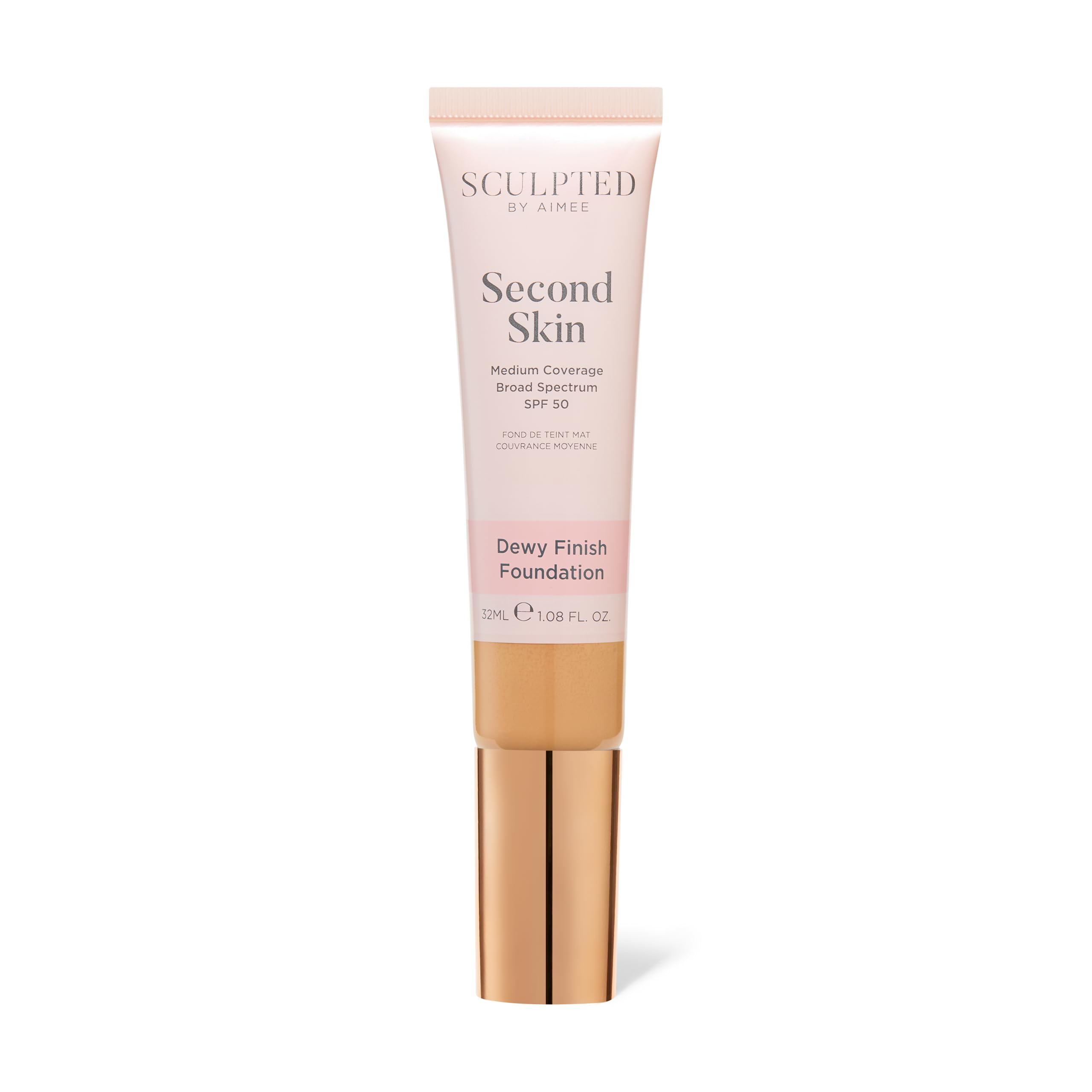 Second Skin Dewy Liquid Face Foundation from Sculpted by Aimee - 32ml Buildable, Medium Coverage Foundation with Dewy Finish, Hyaluronic Acid, Collagen Boosting Formula, SPF 50, (Tan Neutral 5.25)