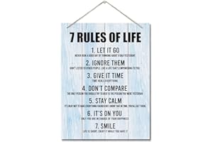 AUII JO DESIGN Inspirational Wood Art Signs, 7 Rules of Life Wall Art Sign, Hanging Printed Wall Plaque Wood Signs, Farmhouse Decor, Home Decor, Gift for Home, School and Office Decor 10 X 7.8 inch