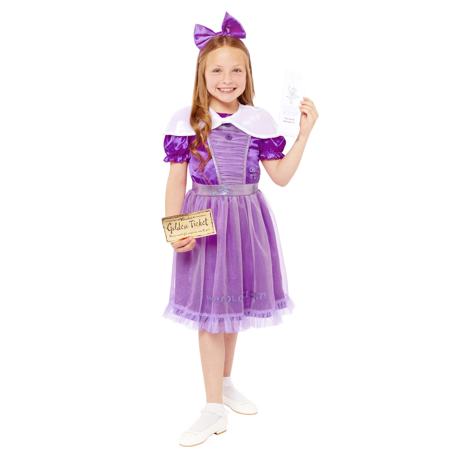 amscan 9916198 - Kids Official Roald Dahl Veruca Salt Girls World Book Day Costume Age: 3-4 Yrs, Pink