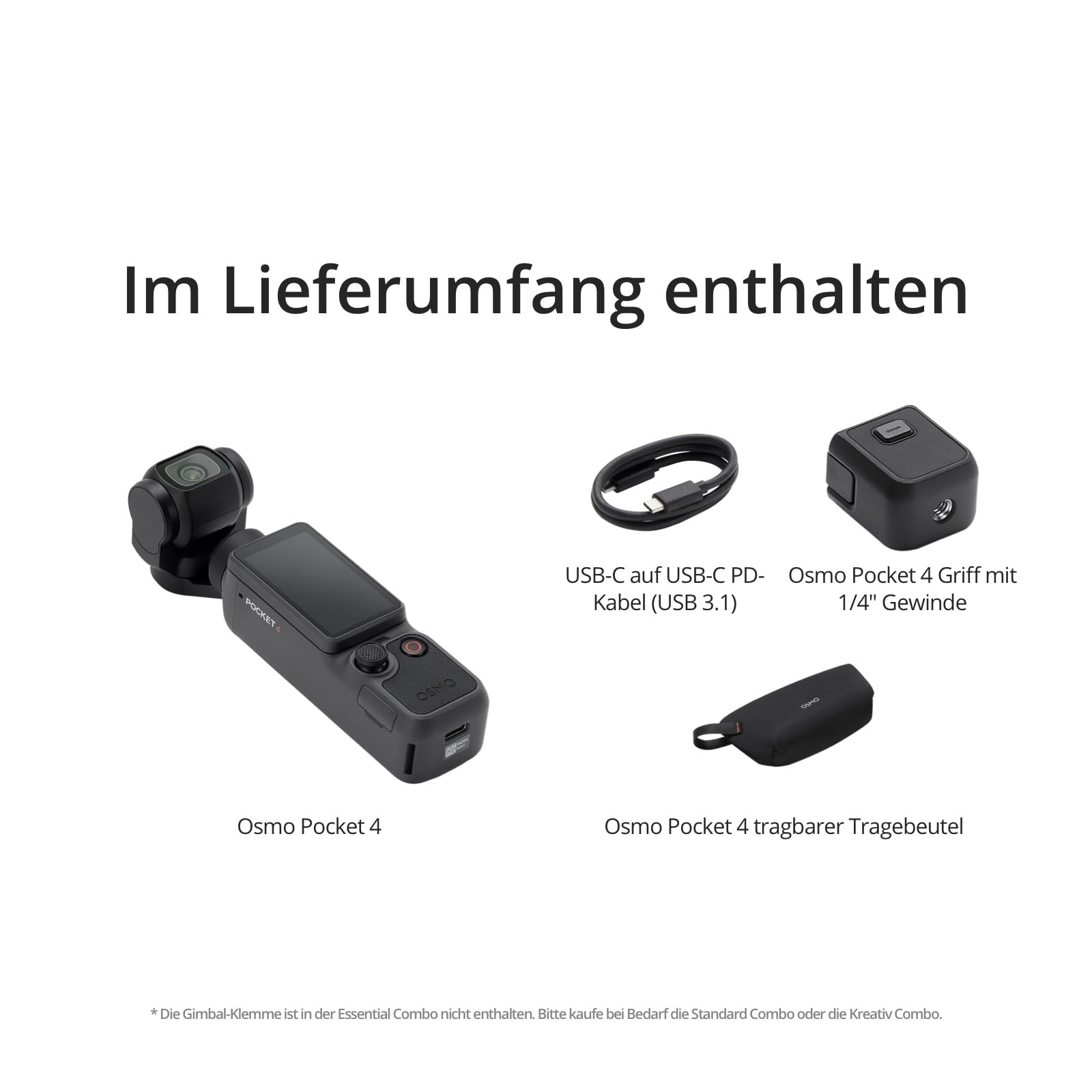 DJI Osmo Pocket 4 Essential Combo, Pocket-Gimbal-Vlog-Kamera 8
