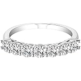 Dazzlingrock Collection GRA Certified D Color VVS1 0.70 Carat Round Moissanite 7 Stone Wedding Band for Women in 925 Sterling Silver