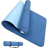 YOGATI® Yoga Mat with Strap with Alignment Lines. Home Workout Mat for Women, Men and Kids. Thick Non Slip Yoga Mat for Pilates and Fitness. Brown, Pink and Purple Yoga Mats