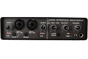 USB Live Sound Card, TRS Output Dual Channel USB 2.0 Interface Live Streaming Metal Sound Card for Studio Live Streaming
