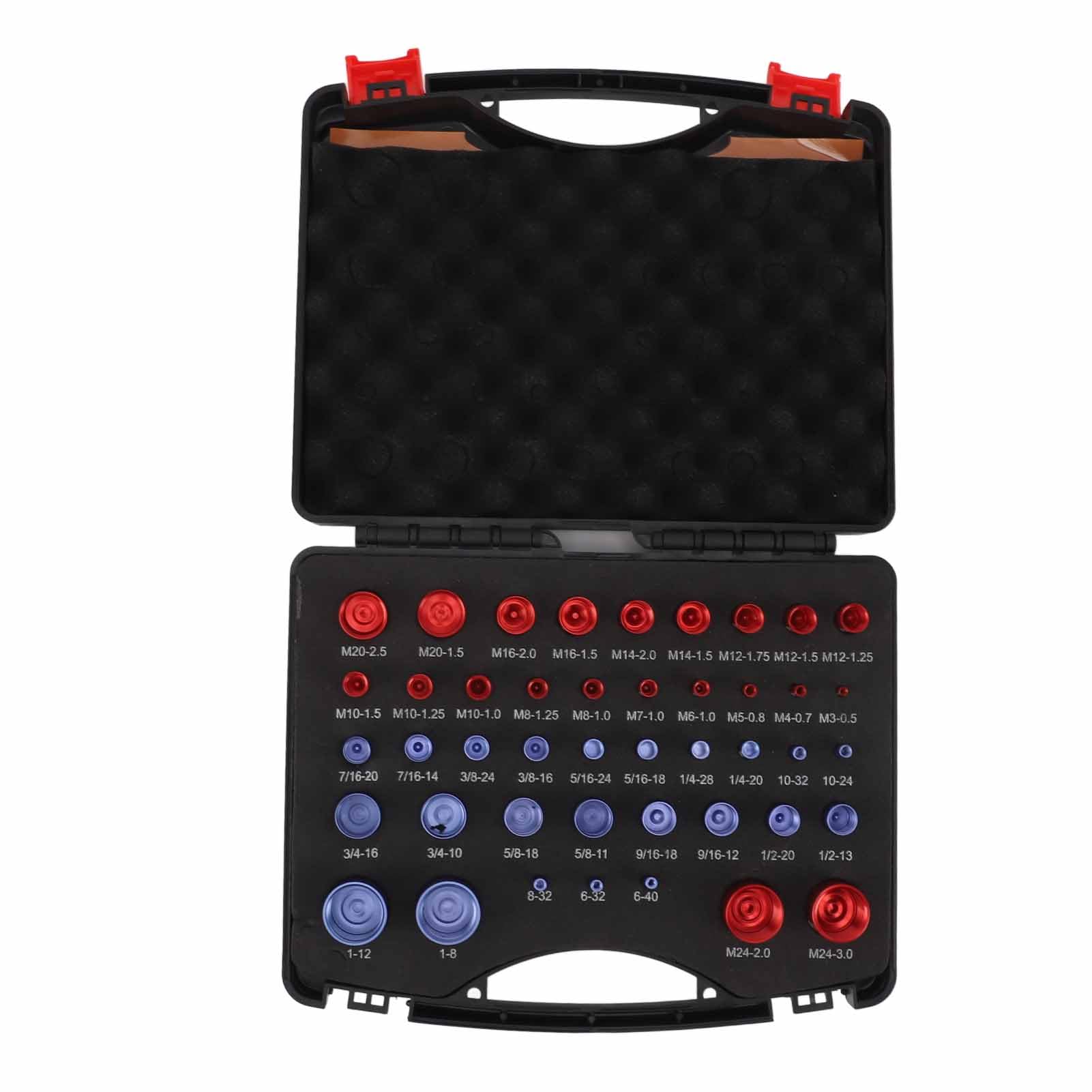 44pcs Nut and Bolt Thread Checker, Aluminum Alloy Red Blue Nut and Bolt Size Gauge, Upgraded Inch Metric Nut and Bolt Identifier Gauge Set