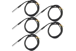 CenryKay DS18B20 Digital Temperature Sensors -55°C to +125°C Stainless Seel and Waterproof for Digital Temperature Measurement 1Meter/39.37''(5PCS)