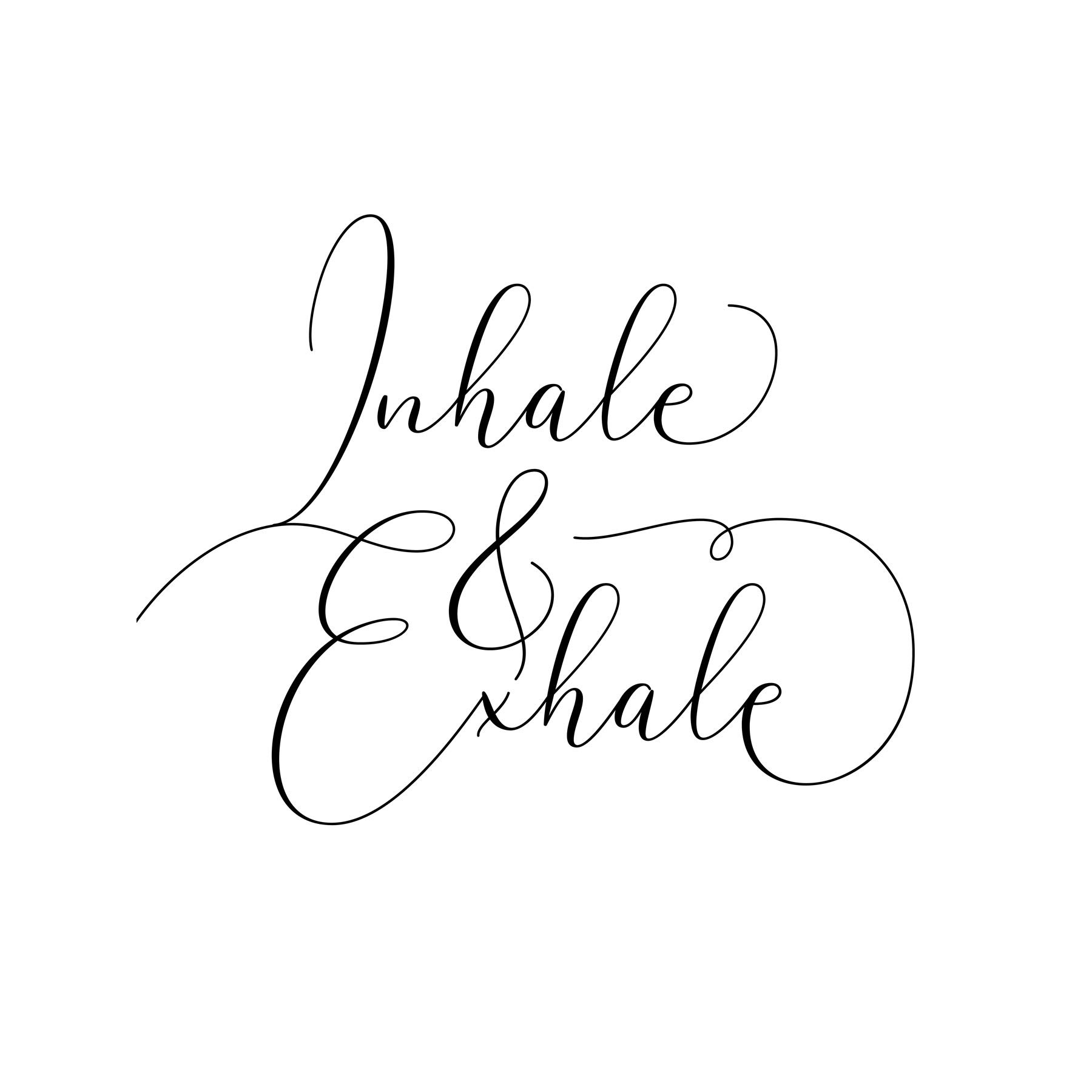 Wee Blue Coo Inhale And Exhale Modern Typography Premium Wall Art Canvas Print 18X24 Inch