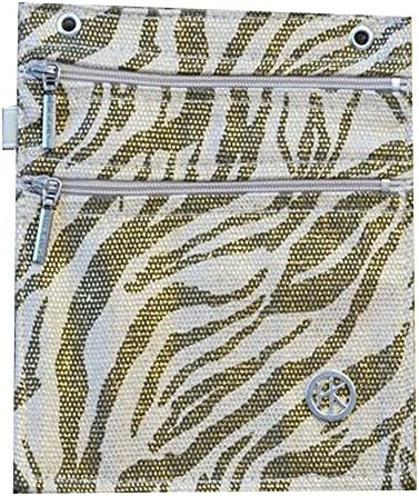 Double Zipper Hip Klip - Extra Large with Elastic Loop - Metallic Zebra - Cotton