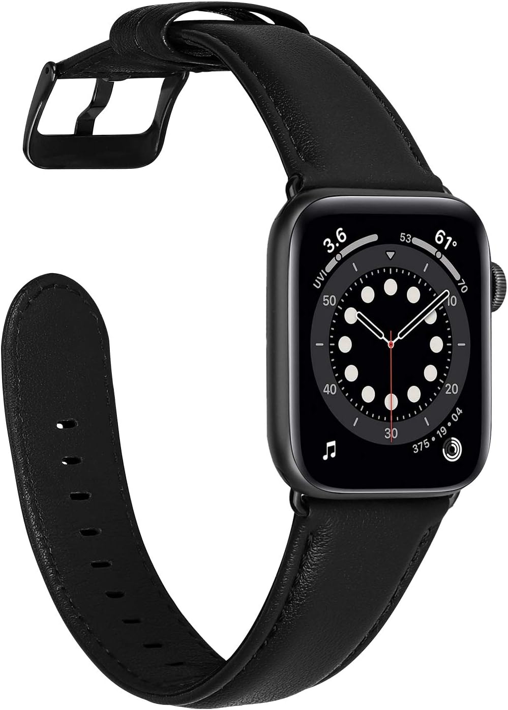 MroTech Compatible with Apple Watch Strap 42mm 44mm 45mm 49mm,Genuine Leather Band Replacement Straps Compatible with iWatch Strap Series Ultra 8 7 6 5 4 3 2 1 SE Watch Band,42 44 45 49 mm-nappa Black - Image 3