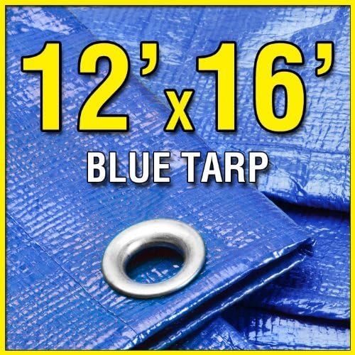 Grizzly Tarps GTRP1216 12-Feet X 16-Feet Blue Multi-Purpose 6ml Waterproof Poly Tarp Cover with Tent Shelter Camping Tarpaulin by Grizzly Tarps by Grizzly Tarps