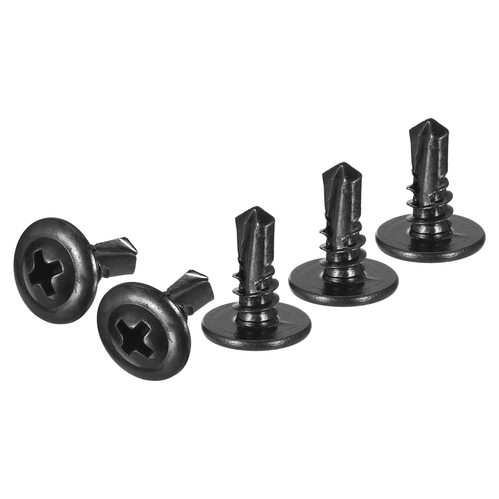 DTGN #10x1/2 Sheet Metal Screws - 500Pack - for Wood, Furniture - 410 Stainless Steel Phillips Round Head Washer Drill Tail Self Tapping Screws - Black