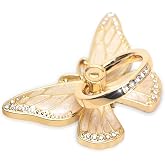 Doflyesky Butterfly Cell Phone Ring Grip Holder, 360 Degrees Rotation Phone Ring Grip Stand, Metal Finger Kickstand Compatible with iPhone, Samsung Galaxy, Android Phone