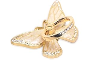 Doflyesky Butterfly Cell Phone Ring Grip Holder, 360 Degrees Rotation Phone Ring Grip Stand, Metal Finger Kickstand Compatible with iPhone, Samsung Galaxy, Android Phone