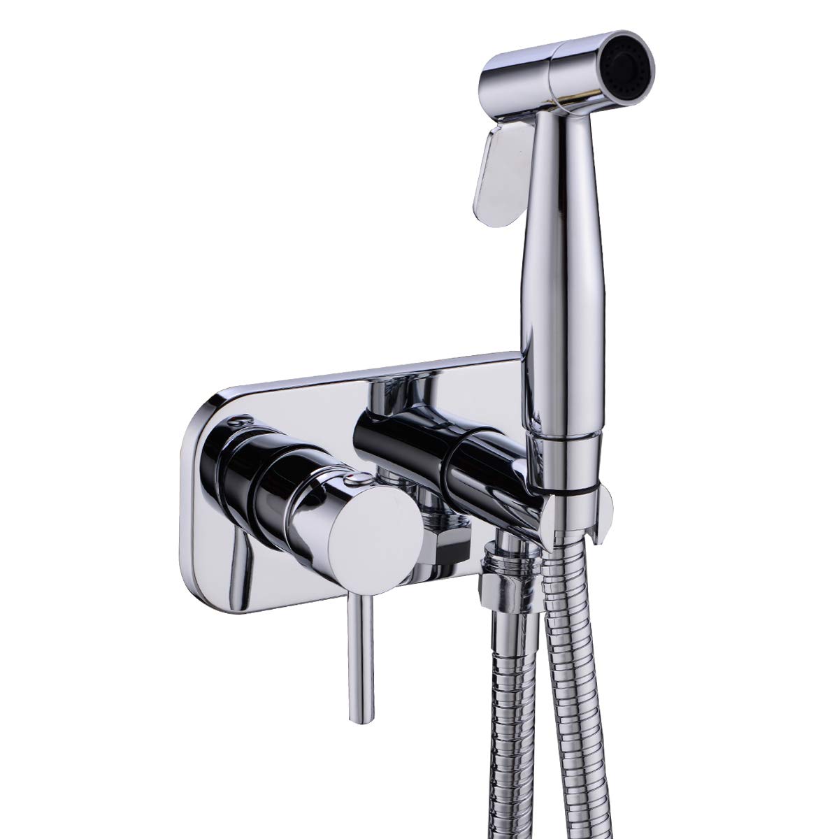 Brass Toilet Wall Mount Concealed Hot and Cold Bidet Spray Set, Brass Hand Held Sprayer Shattaf,Chrome