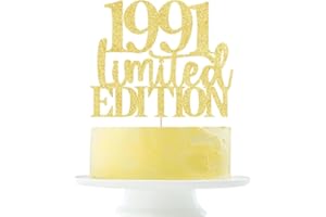 YETXEL Limited EDITION 1991 cake topper 34th birthday happy birthday cake topper men and women cheer 34 years old handmade gold glitter cake decoration (1991)