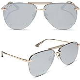 DIFF Tahoe | Designer Oversized Aviator Sunglasses for Women | UV400 Protection Gold Frames