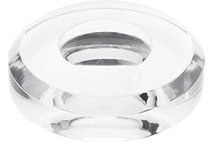 Plymor Clear Acrylic Round Display Base with Indented Circle to Hold Egg, Marble, Ball or Sphere, 3" W x 3" D x 0.75" H (1.5" Circle), Pack of 3