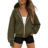 Trendy Queen Womens Zip Up Hoodies Fall Fashion Sweatshirt 2026 Clothes Y2K Cropped Jackets Cute Winter Outfits