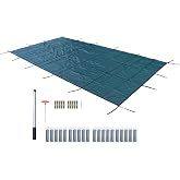 14x26 Ft Pool Safety Cover Fits with 12x24 Ft Green Mesh Solid Pool for Swimming Pool Winter Safety Cover
