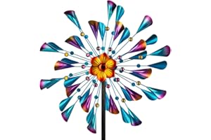 Vewogift 76 Inch Metal Wind Spinners Outdoor, Large Kinetic Wind Spinner & Wind Sculpture with Stake, Waterproof Wind Sculpture Art Decor for Yard, Garden, Patio, Lawn