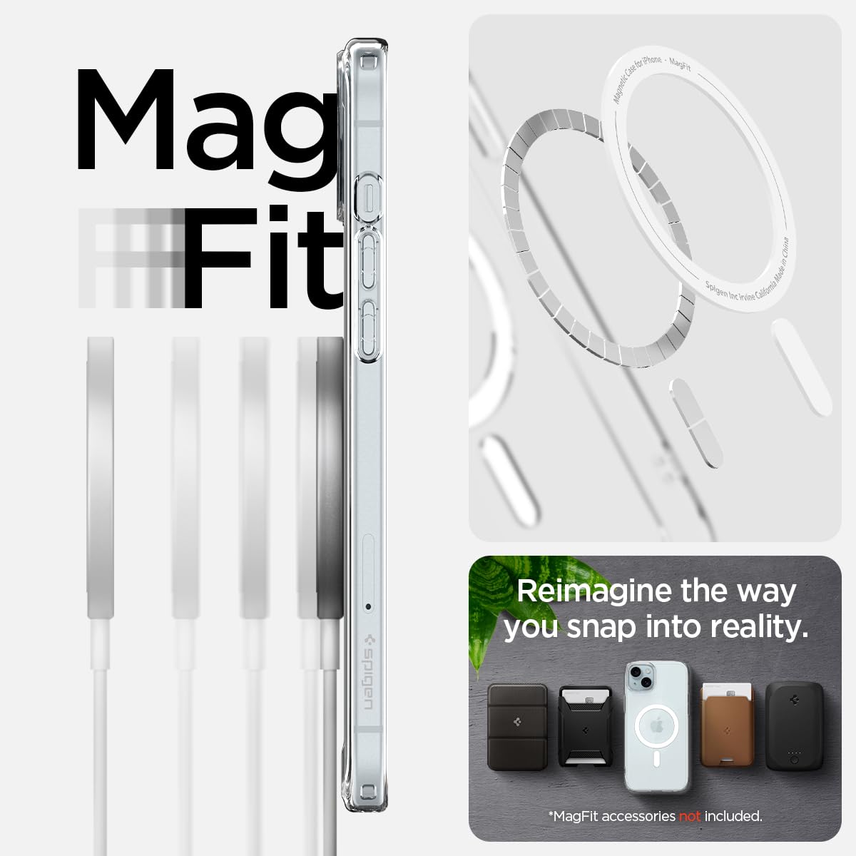 Spigen for iPhone 15 Case, Ultra Hybrid MagFit [Anti-Yellowing] [Compatible with Magsafe] - Clear