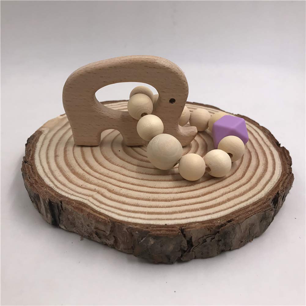 Mordedores SDGDFXCHN Dientes de Silicona de Madera Pulsera de dentición Seguro y Natural bebé mordedura Juguetes sonajero bebé Bebé